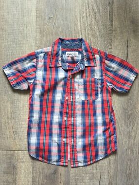 Kids Headquarters Red Plaid Short-Sleeve Button-Down Shirt